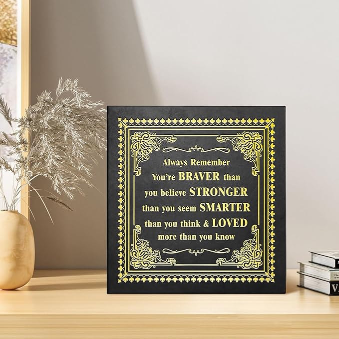 Inspirational Leather Photo Album,Magnetic Self-Stick Page Photo Album,Family Album,Hand Made DIY Albums Holds 3x5, 4x6, 5x7, 6x8 Photos (black-always remember)-BubblyBeeBaby