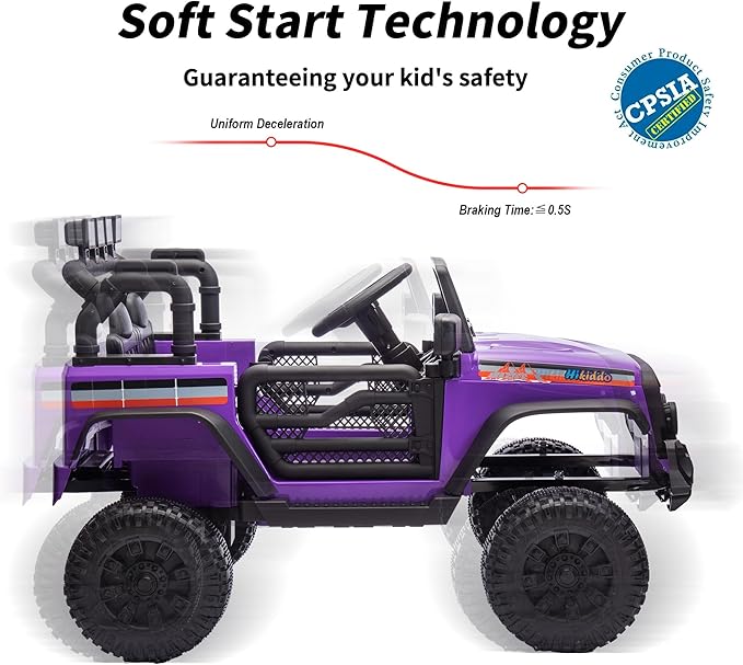 12V Kids Ride on Car Truck, Kids Electric Vehicles Car Ride on Toy for Toddlers 3-5 with Remote Control - Purple-BubblyBeeBaby