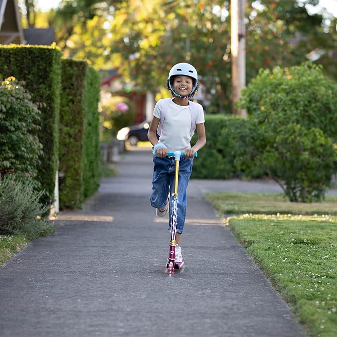 Jetson Character Kids Kick Scooter, LED Lights on Stem & Light-Up Wheels, Lightweight Frame, Height-Adjustable Handlebar, Lean-to-Steer System, Easy-Fold Mechanism-BubblyBeeBaby