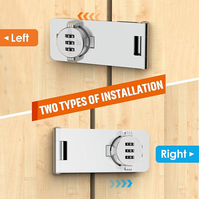 Keyless Cabinet Lock with Combination, Locker Code Lock with 3-Digit Combination, Security Door Lock for Drawers, Lockers, Bifold Doors, Small Doors, Closets, Refrigerators (Silver-1pc)-BubblyBeeBaby