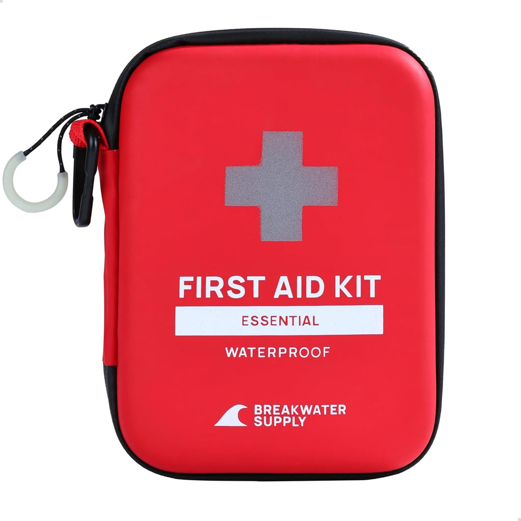 Breakwater Supply™ First Aid Kit for Car, Home, Office, Travel, Dorm, Businesses, 101 Piece HSA FSA Household & AirBNB Essentials Medical Kit & Emergency Supplies with Ice Pack + Waterproof Case Red