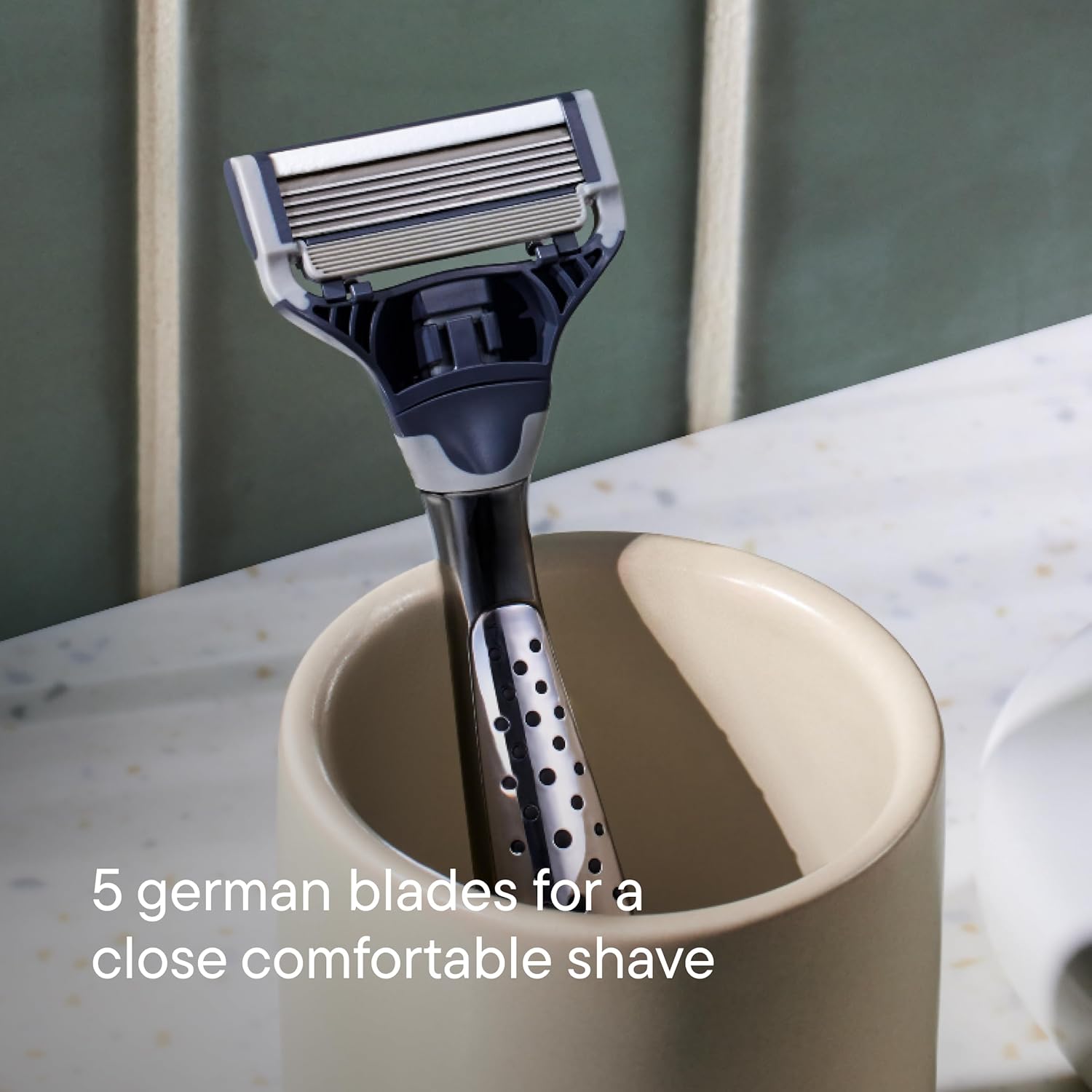 Harry's Shaving Kit for Men - Razor Handle, 5 Razor Blade Refills, Foaming Shave Gel, and Travel Blade Cover - Craft Edition