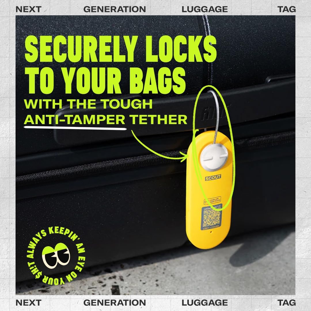 Knog Scout iOS Smart Tag, Tracker & 85d Alarm – Rechargeable Luggage Tag Compatible with iOS App & Apple Find My, Digital Contact Info, Remote Chime, Low Battery Alerts, Water-Resistant, Blue