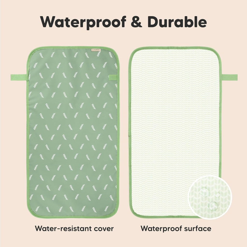KeaBabies Portable Diaper Changing Pad, Easy Wipe Clean - Foldable Waterproof Baby Changing Mat for Diaper Bag, Compact, Lightweight, 25x13 Baby Changer Travel Essential, Machine Washable (Acacia)
