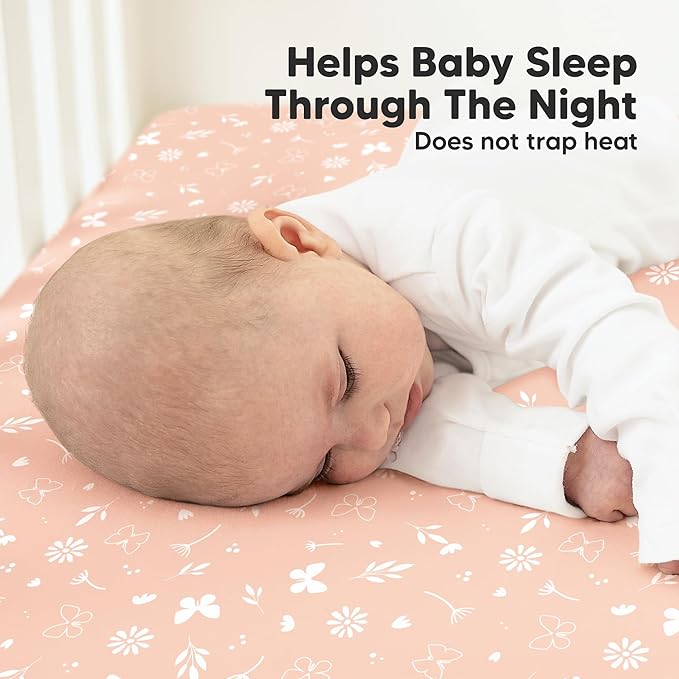 KeaBabies 2-Pack Organic Crib Sheets for Boys, Girls - 52x28 Fitted Crib Mattress Sheet Neutral, Breathable Jersey Cotton Cover for Baby Bed, Toddler Mattress, Soft & Cute Prints (Butterflies)-BubblyBeeBaby
