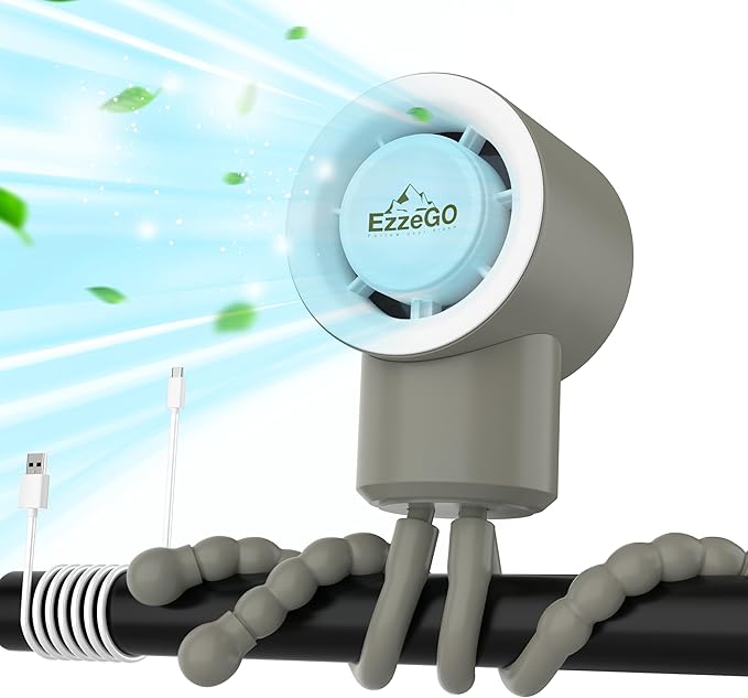 Portable Mini Travel Stroller Fan - Battery Operated, Clip On, Small, Handheld, Rotating, Rechargeable, Personal Fan with Flexible Tripod, 3 Speeds for Baby Crib, Bed Car, Seat Treadmill-BubblyBeeBaby