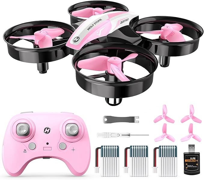 Holy Stone HS210 Mini Drone for Kids 8-12 and Beginners, RC Nano Quadcopter Indoor Drone with Circle Fly, Auto Hovering, 3D Flip, and Headless Mode, Great Gift Toy for Boys and Girls, Pink-BubblyBeeBaby