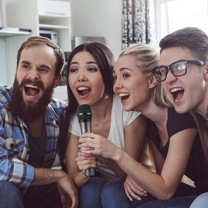 HOTEC UHF Wireless Dual Handheld Microphones with Rechargeable 1/4” Output Mini Portable Receiver for Live Performance Over PA, Mixer, Speaker (H-U26C)-BubblyBeeBaby