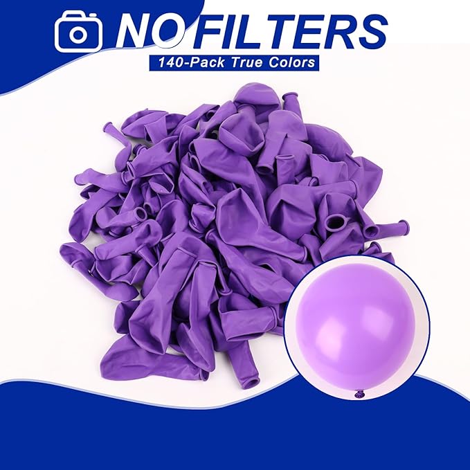 140pcs Purple Round Balloons Different Sizes 18 12 10 5 Inch Latex Balloons for Arch Decoration Party Balloon Kit for Graduation Birthday Party Wedding Balloon Baby Shower Decoration-BubblyBeeBaby