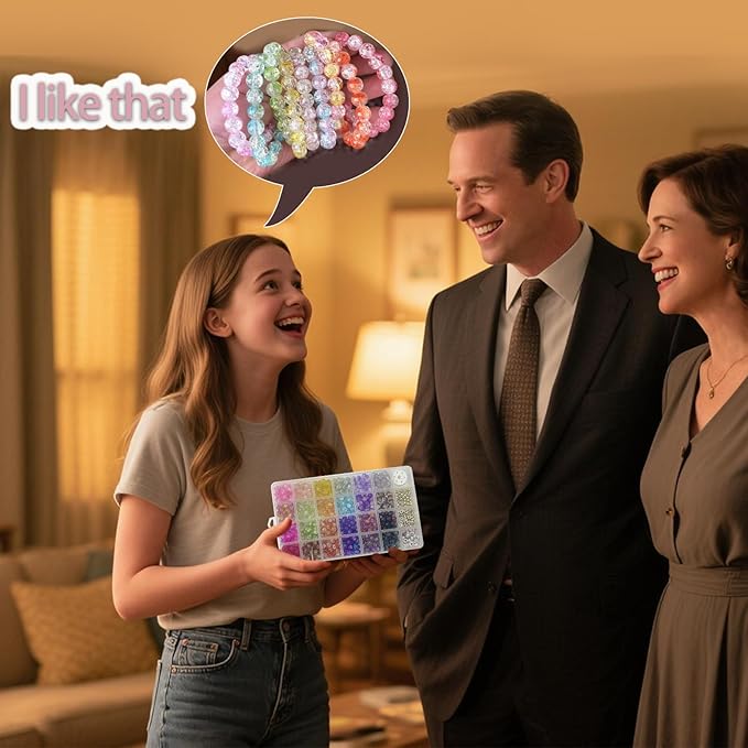 JULIMAIDONG 8mm Glass for Bracelets, 24 Colors Round Crystal Glass Bracelet Making Kit for Jewelry Making Kits Bead DIY Crafts with Spacer Charms Accessories (8MM, 24 Crackle Color)-BubblyBeeBaby