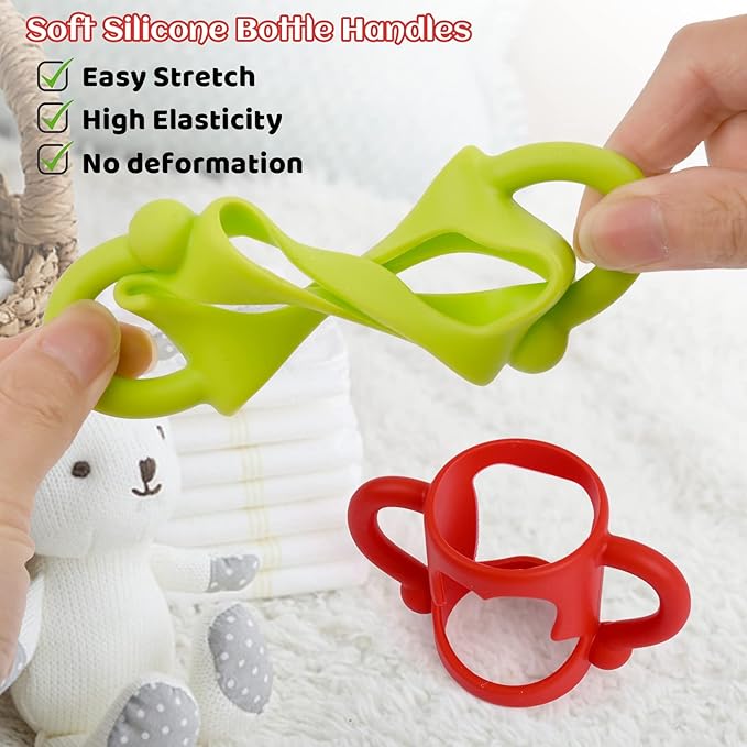 HUAKENER Silicone Baby Bottle Handles (4 Pack) - Easy Grip Holder for Dr. Brown Narrow Bottles - BPA Free-BubblyBeeBaby