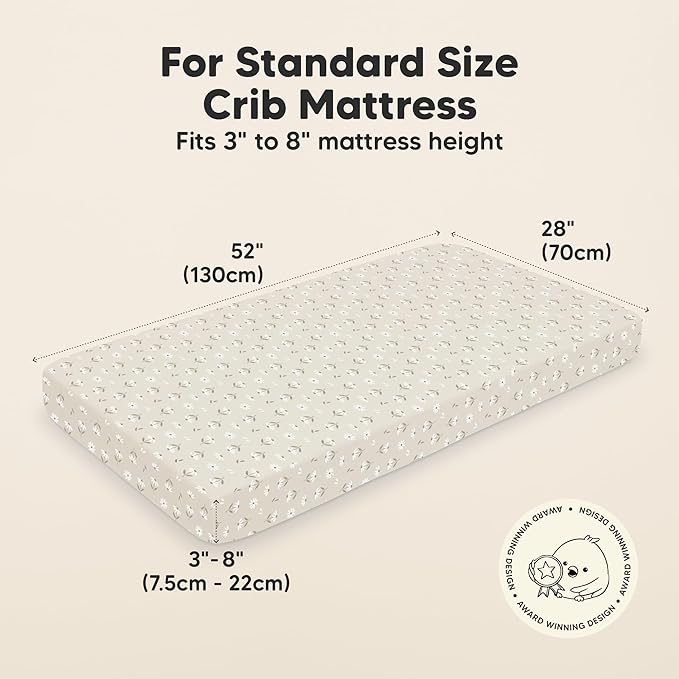 KeaBabies 2-Pack Organic Crib Sheets for Boys, Girls - 52x28 Fitted Crib Mattress Sheet Neutral, Breathable Jersey Cotton Cover for Baby Bed, Toddler Mattress, Soft & Cute Prints (Daisies)-BubblyBeeBaby