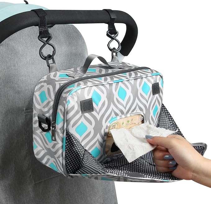 Accmor Stroller Organizer, Universal Stroller Organizer with Insulated Cup Holder Pocket, Dual Purpose Large Capacity Stroller Bag Caddy, Stroller Accessories Fits for Uppababy, Doona, Nuna Strollers-BubblyBeeBaby