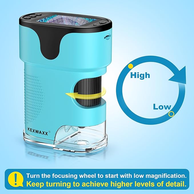 1000X Pocket Microscope for Kids - 4K 2.0" Screen, Digital Mini Scope with Slides Kit, Rechargeable Lab Handheld Portable Microscopes for Kids 4-12 Students Teens-BubblyBeeBaby