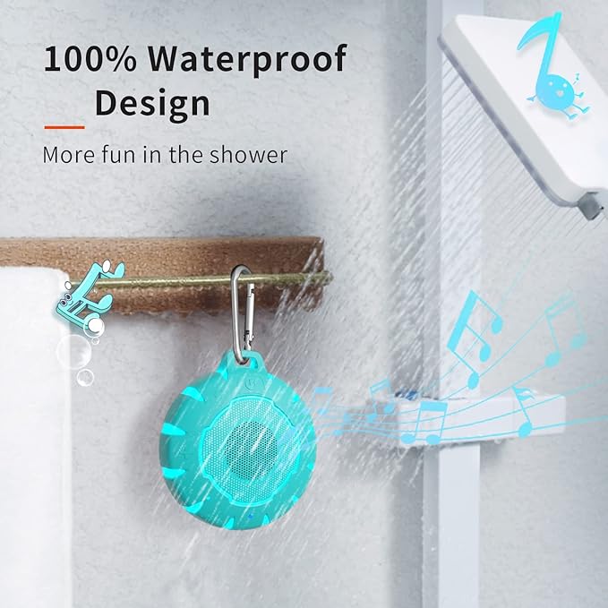 HEYSONG Waterproof Shower Bluetooth Speaker, Durable & Portable with Clear Sound, Ideal for Shower, Pool, Beach & Kayaking – Great Gift for Girls, Women & Men-BubblyBeeBaby
