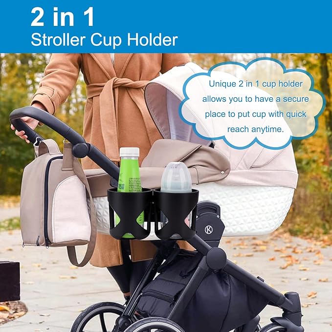 Accmor Universal Cup Holder, Stroller Cup Holder, 360° Rotatable Large Caliber Designed Bottle Holder for Stroller, Bike, Wheelchair, Walker, Scooter-BubblyBeeBaby