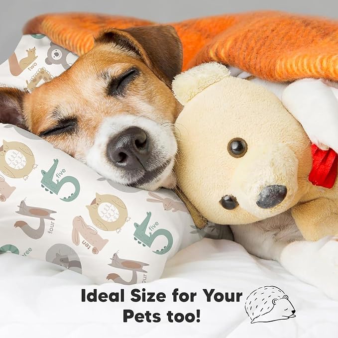 KeaBabies Toddler Pillow with Pillowcase, Jumbo 14X20 - Soft Organic Cotton Toddler Pillows for Sleeping - Machine Washable - Perfect for Travel, Toddler Bed Set (Wild Count)-BubblyBeeBaby