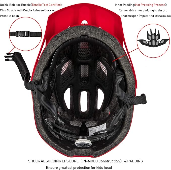 Kids Bike Helmet, SIFVO Kids Helmet 8+ Boys and Girls Bike Helmet with Cool Visor, Bike Helmets for Kids, Youth Bike Helmet Kids Mountain Bike Helmet Lightweight and Sturdy【55-58cm】-BubblyBeeBaby