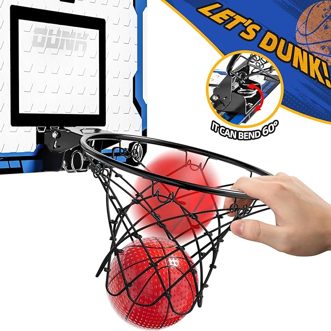 Indoor Basketball Hoop for Kids, Over The Door Mini Basketball Hoops, Mini Hoop with 4 Balls, Kids Basketball Hoop Sport Toys Gifts for 5 6 7 8 9 10 11 12+ Year Old Boys-BubblyBeeBaby