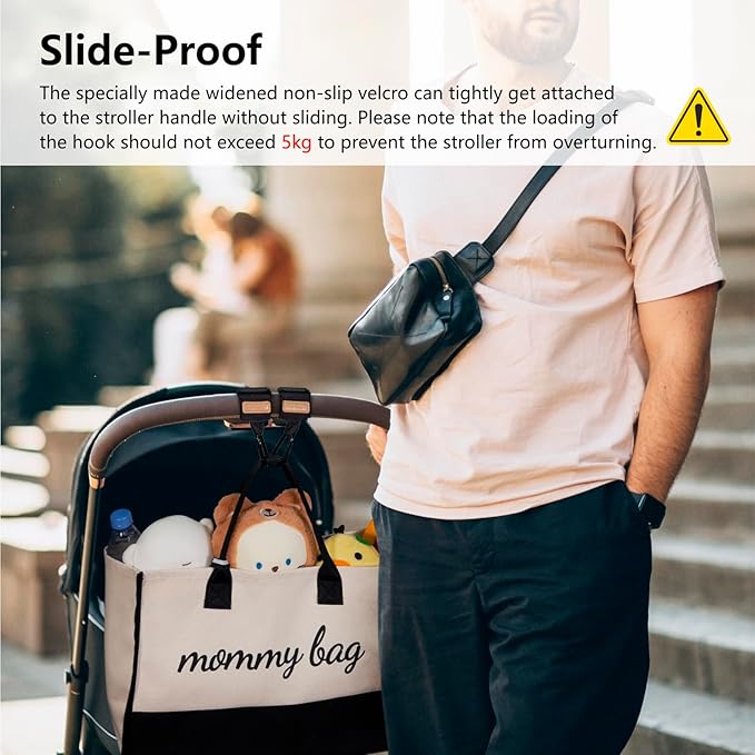 TOPDesign Universal Baby Stroller Organizer, Stroller Caddy with Detachable Mesh Bag & Heightened Insulated Cup Holders & Non-Slip Secure Hooks Accessories, Fits Most Strollers (Peony)-BubblyBeeBaby