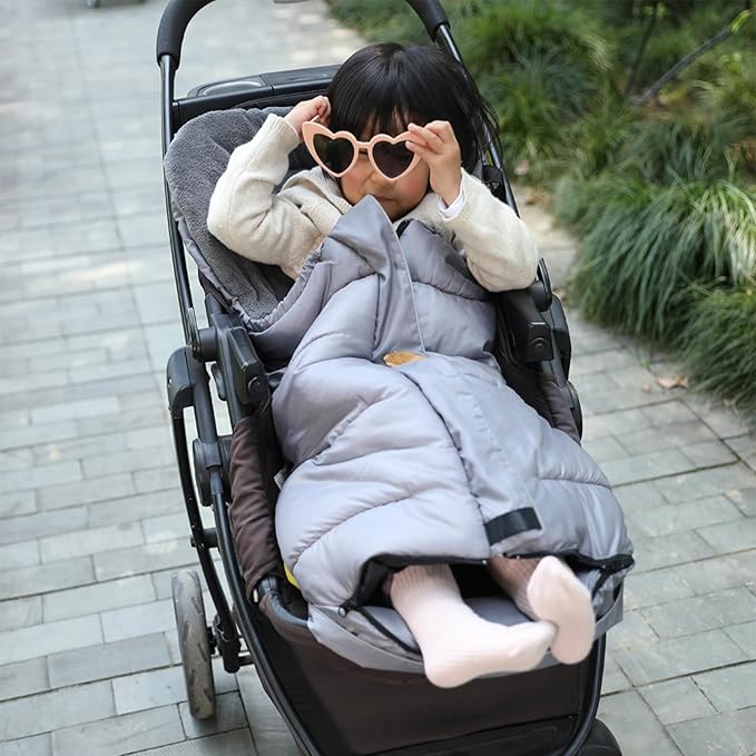 Anti-Kick Winter Water Proof Cozy Warmer Baby Footmuff Fits for Most of Strollers, Jogger, Reversible from Blanket to Sleeping Bag, Strap Position Adjustable,Safe and Practical Featurs-BubblyBeeBaby