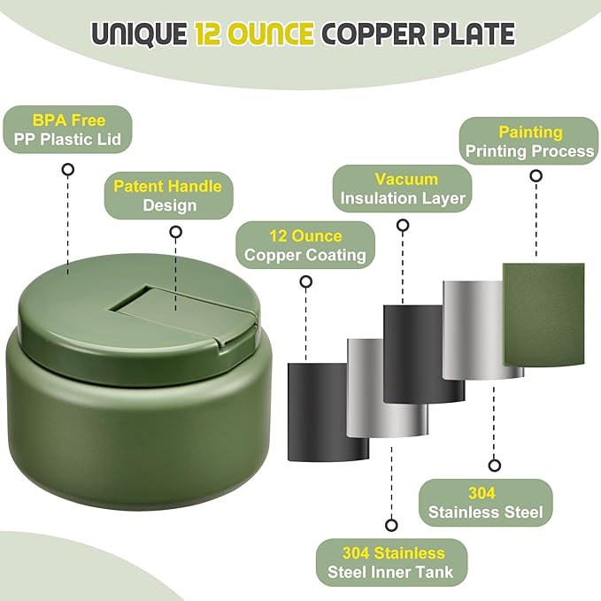 13.5oz Soup Thermo for Hot Food Kids with Buckle Lid Insulated Vacuum Food Jar Wide Mouth Leakproof Stainless Steel Lunch Container (Green)-BubblyBeeBaby