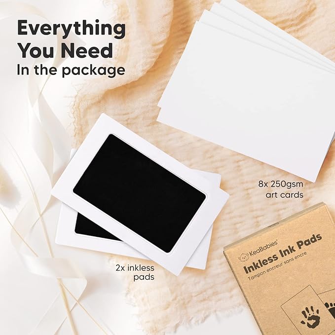 2-Pack Inkless Baby Hand and Footprint Kit - Mess Free Ink Pad for Newborn Keepsake, Dog Nose & Paw Print Kit, Clean Touch Ink Pad for Baby Hand & Footprints, Ideal New Mom Gifts (Jet Black)-BubblyBeeBaby