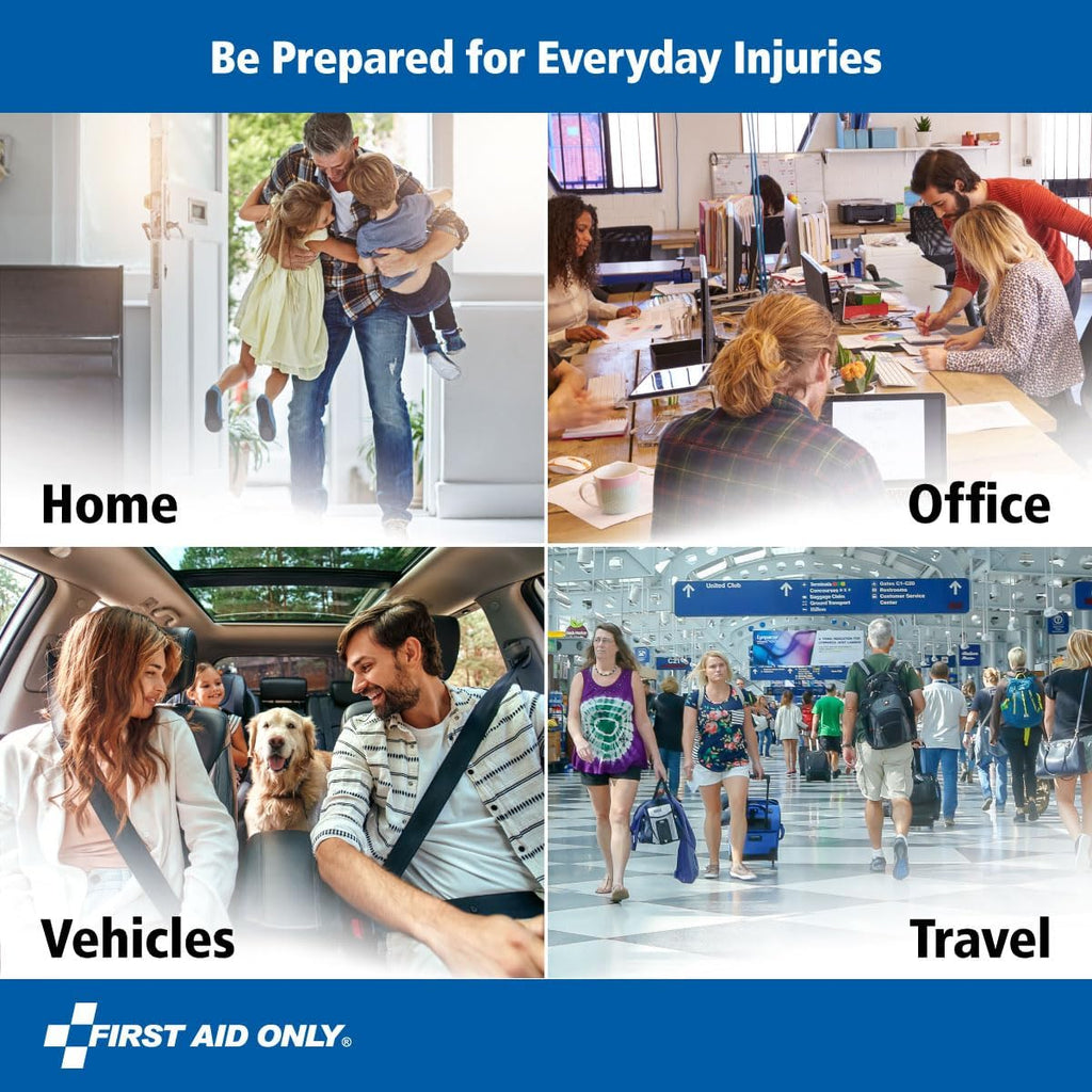 First Aid Only 299 Piece All-Purpose Emergency First Aid Kit for Home, Office, Car, Apartment, Dorm, and Camping, Travel-Friendly Compact Pouch Fits in Backpacks, Suitcases, Cabinets, and Drawers