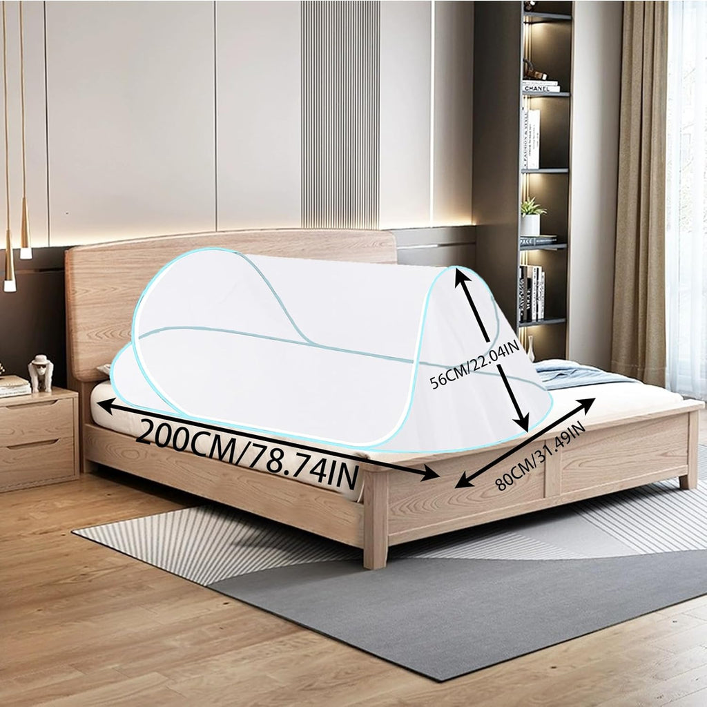 CMINGJ Large Pop Up Mosquito Tent, Portable Foldable Mosquito Net for Bed Camping Travel Patio (78 * 31 * 22inch) (Blue Fixed Size)