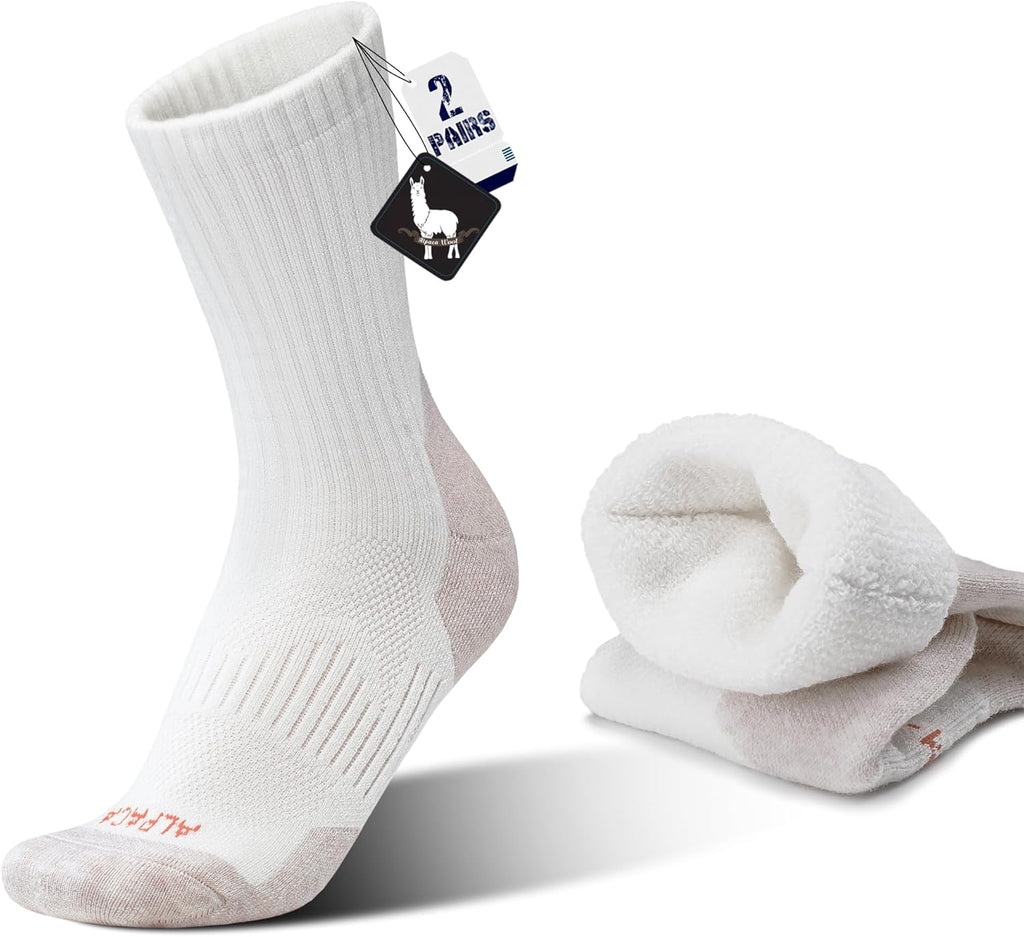 Alpaca Wool Hunting Socks 2 pairs for Men Women, Thermal Warm Compression Thick Winter Cushioned Hiking Boot Moisture Wicking