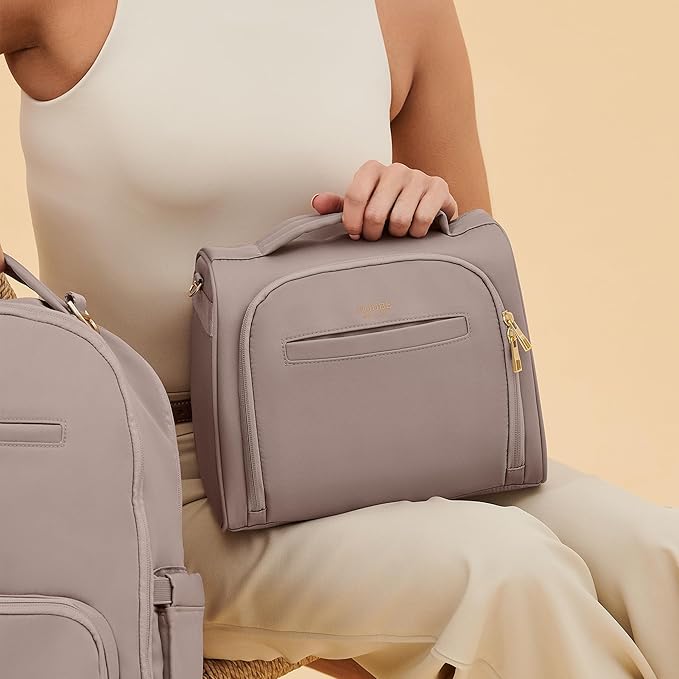 JuJuBe New Insulated Bottle Bag, Breastmilk Storage Bag for Baby Bottles, Insulated Waterproof Lunch Bag or Cooler Bag for Nursing, Milk, Food, Baby Formula, Snacks, Daycare, Taupe, Mother's Day Gift-BubblyBeeBaby