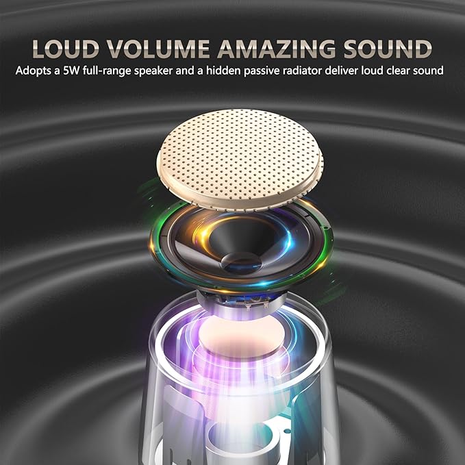 INSMY Small Bluetooth Speaker, Waterproof Mini Portable Wireless Speaker, Punchy Bass Rich Audio Stereo Pairing, Handheld Pocket Size,Built in Mic for Hiking Biking Gift Laptop Tablet (Gold)-BubblyBeeBaby