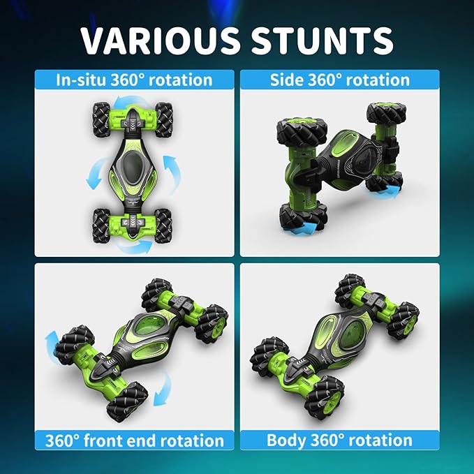 1:12 Hand Gesture Sensing Rc Stunt Car Large Drifting Rc Car with Watch Hand Controlled Twist Cars Offroad 360° Rotation with Lights Music, Birthday Xmas Gifts for Boys Adults Kids-BubblyBeeBaby