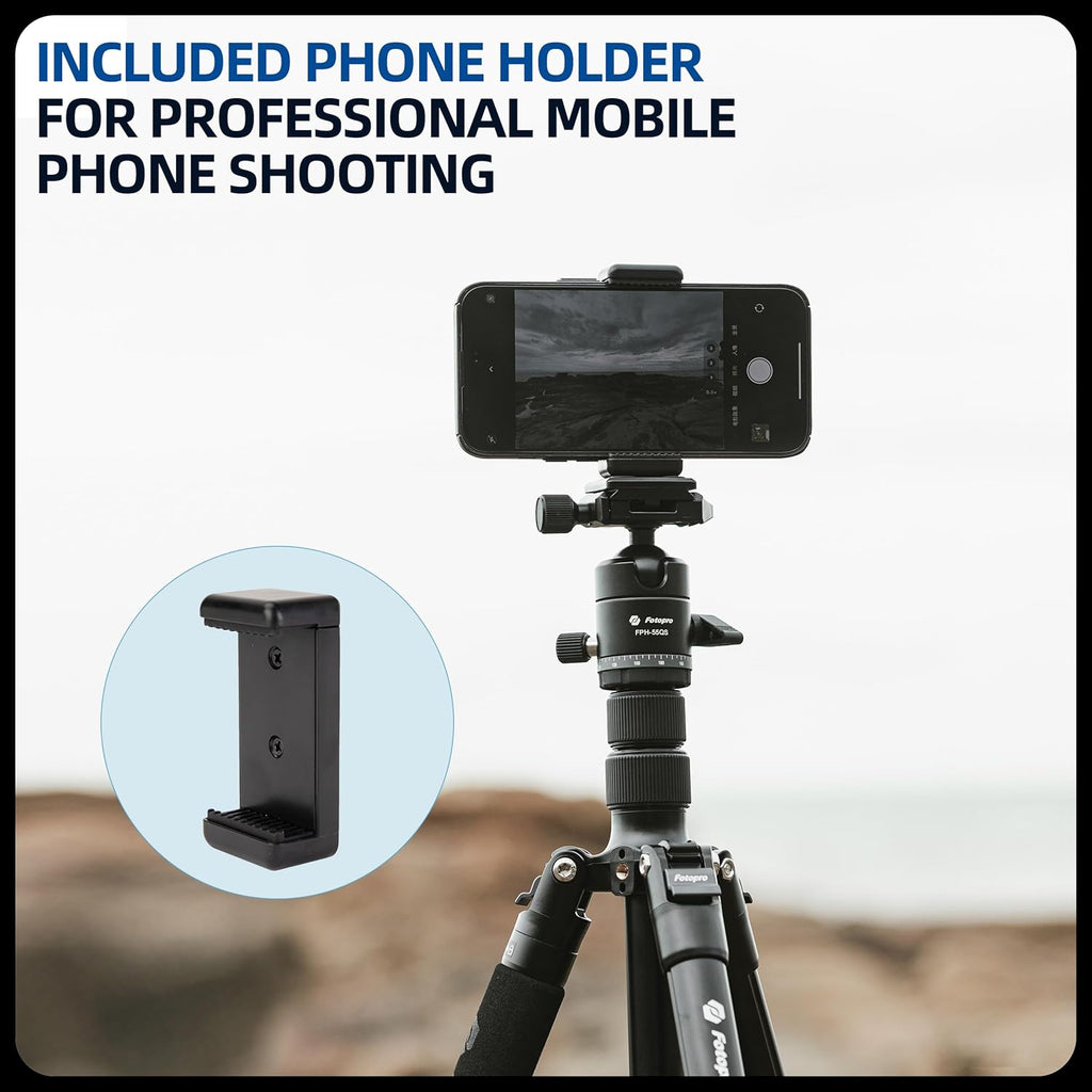 Fotopro 73" Camera Tripod, Aluminum Compact Travel Tripod and Monopod with 360° Ball Head Quick Release Plate, Professional Camera Tripod for DSLR, A4I A5I (Blue, 73 Inch)