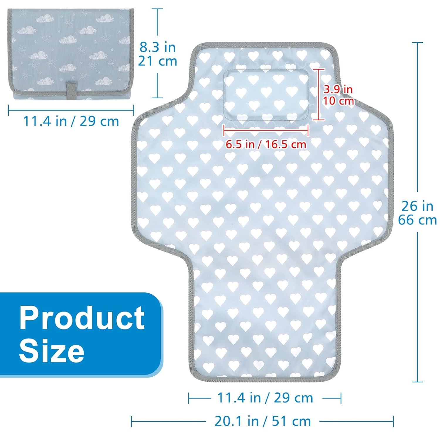 Accmor Portable Diaper Changing Pad, Waterproof Baby Changing Mat, Foldable Travel Diaper Changing Pads for Baby, Baby Essentials Shower Registry Gifts