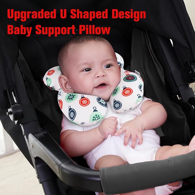 KAKIBLIN Baby Travel Pillow for Head and Neck, Upgraded Baby Support Pillow, Baby Neck Pillows for Car Seat,Pushchair,Travel,(Cross)-BubblyBeeBaby