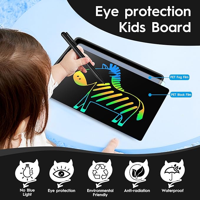 15 Inch LCD Writing Tablet for Kids, Large Kids Drawing Pad, Rechargeable Drawing Tablets, Drawing Supplies Toys Gifts for 3-8 Year Old Girls Boys, Black Drawing Board-BubblyBeeBaby