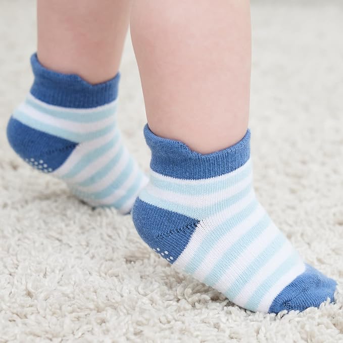 Zaples Baby Non Slip Grip Ankle Socks with Non Skid Soles for Infants Toddlers Kids Boys Girls-BubblyBeeBaby