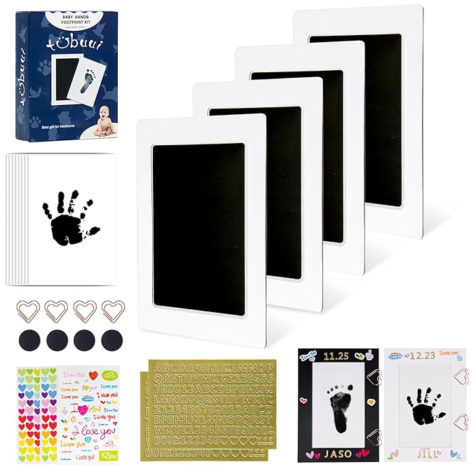 Inkless Baby Hand and Footprint Kit,Clean Touch Ink Pad for Baby Footprint Kit,No Mess Dog Paw Print Kit,DIY Footprint Ink for Baby Keepsake Gifts for Boys and Girls-BubblyBeeBaby