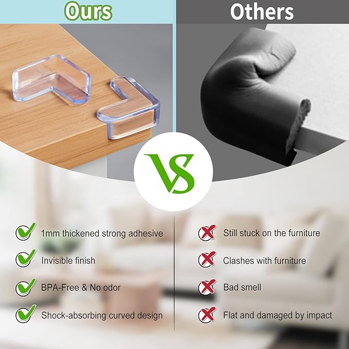12 Pack Corner Protector for Baby: Baby Proofing Safety Corner Clear Furniture Tablet Corner Protection| Protectors Guards, Baby Proof Bumper & Cushion to Cover Sharp Furniture & Table Edges(L Shape)-BubblyBeeBaby