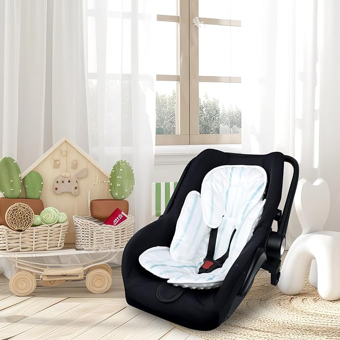 Pea Pod Baby Cushion, 2 in 1 Baby Swings Insert or Girls Extra Soft Breathable Cushion, Compatible for Strollers, and Bouncers, Striped Pattern-BubblyBeeBaby