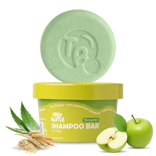 Tree Bottle Hydrolyzed Oat Protein + Aloe Vera Shampoo Bar for Kids – Gentle & Nourishing for Sensitive Scalps - Natural, Tear-Free, Sulfate & Paraben-Free - Made in USA - 4.5oz-BubblyBeeBaby