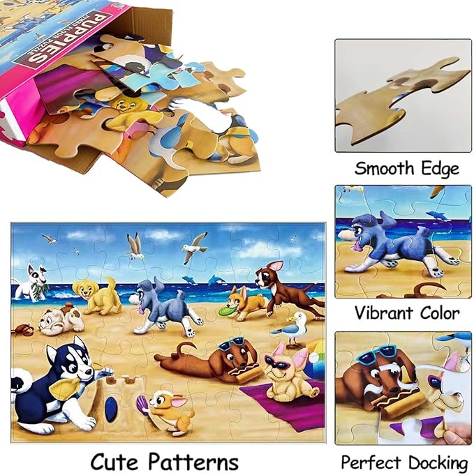 Jumbo Floor Puzzle for Kids, Large Jigsaw Puzzles 35 Piece for Kids Ages 3-5,Preschool Learning & Education Toys, Gifts for 4-8 Year Old Boys and Girls (Dog Animals)-BubblyBeeBaby