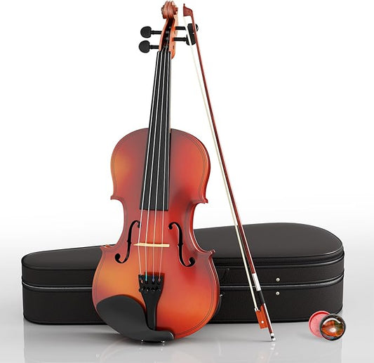 1/2 Beginner Violin Kit for Kids,Complete Violin Set with Case, Bow, Rosin,Natural-BubblyBeeBaby
