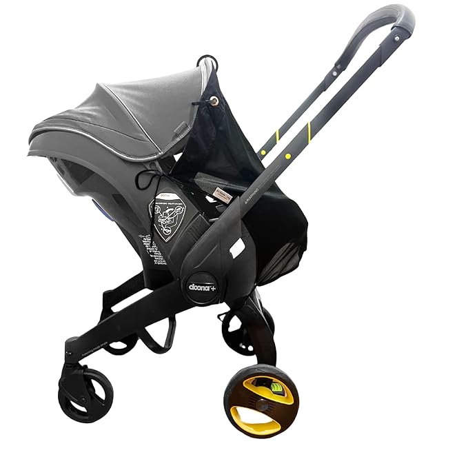 Stroller Sun Shade - Universal UV Protection Cover for Strollers Sunshade with See Through, Clip-On Sun Blocker, Sun Shield for Baby, Breathable Adjustable Fit, Full Coverage, M Black-BubblyBeeBaby