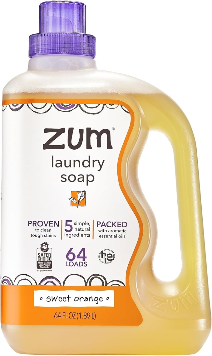 Indigo Wild Zum Clean Laundry Soap - Plant-Based Liquid Laundry Soap - Contains Baking Soda, Essential Oils & Saponified Coconut Oil - Sweet Orange Scent - 64 fl oz-BubblyBeeBaby