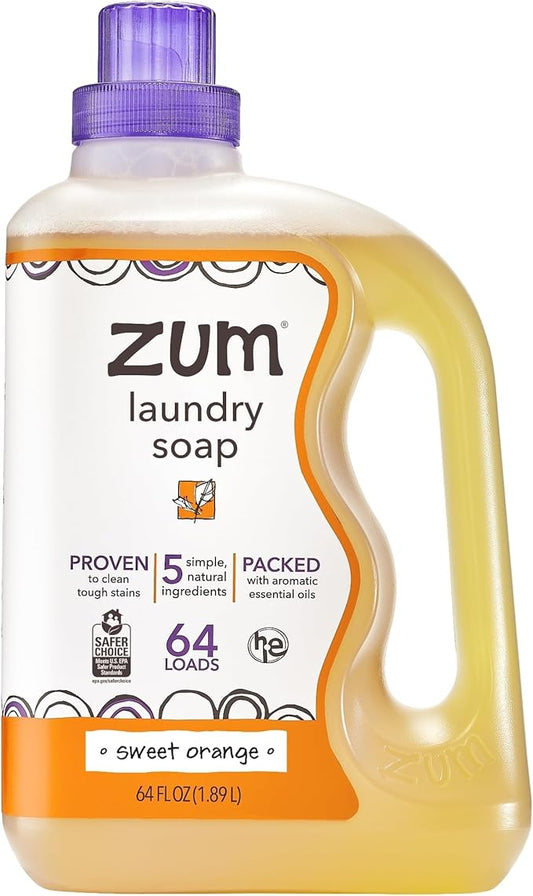 Indigo Wild Zum Clean Laundry Soap - Plant-Based Liquid Laundry Soap - Contains Baking Soda, Essential Oils & Saponified Coconut Oil - Sweet Orange Scent - 64 fl oz-BubblyBeeBaby