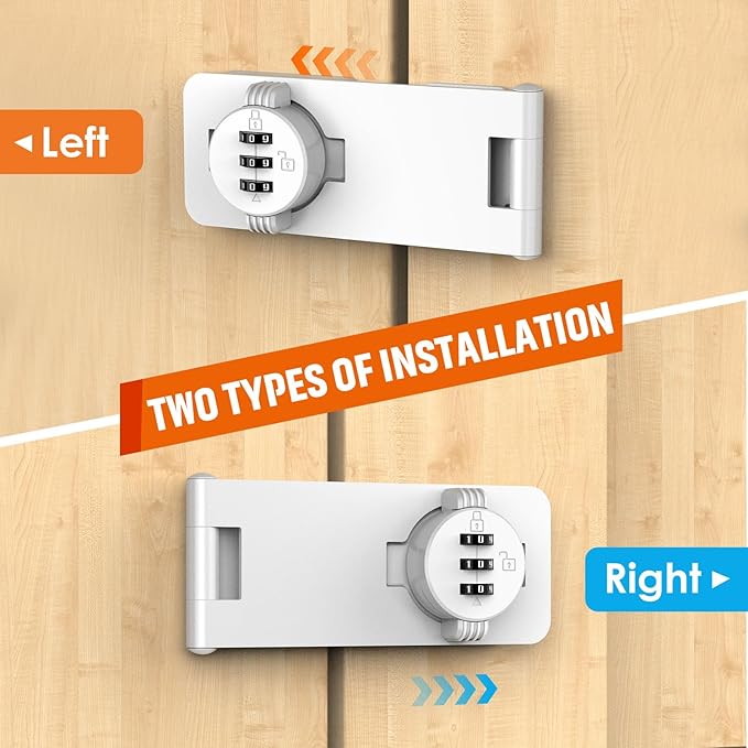 Keyless Cabinet Lock with Combination, Locker Code Lock with 3-Digit Combination, Security Door Lock for Drawers, Lockers, Bifold Doors, Small Doors, Closets, Refrigerators (White-2pcs)-BubblyBeeBaby