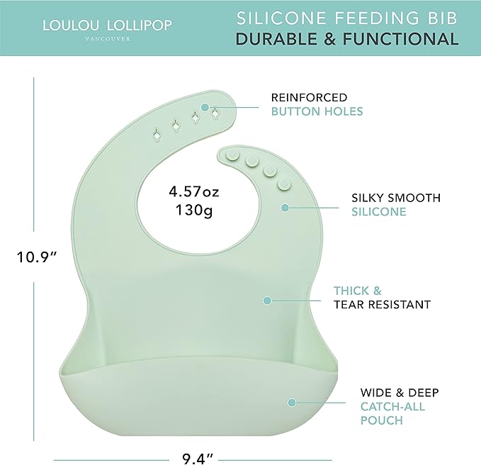 Loulou Lollipop Soft, Waterproof Silicone Feeding Bib-BubblyBeeBaby