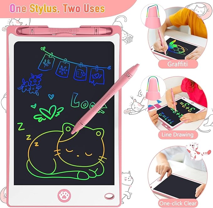 Hockvill LCD Writing Tablet for Kids 8.8 Inch, Toys for Girls Boys Drawing Pad for 3 4 5 6 7 Year Old Kids Toys, Children’s Day Gift Toddler Doodle Board Travel Essentials, Birthday Gift for Children-BubblyBeeBaby